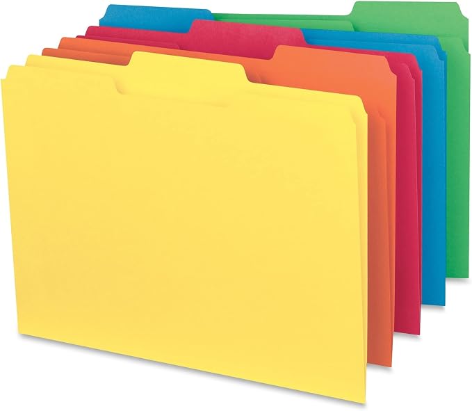 Smead Interior File Folder, 1/3-Cut Tab, Letter Size, Assorted Primary Colors, 100 per Box, Expandable File Folders for Filing Cabinet - Image 3