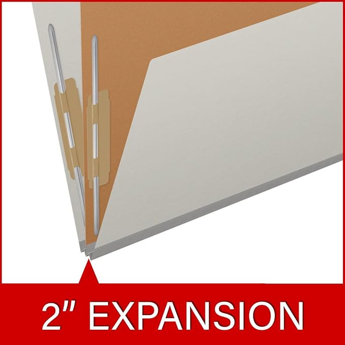 25 Pt. Pressboard Classification Folders, 2/5 Cut ROC Top Tab, Letter Size, 1 Pocket Divider, Light Gray (Box of 10) - Image 7