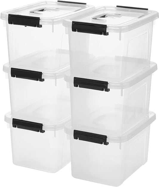 6 Quart Clear Storage Latch Box/Bins, 6-Pack Plastic Container with Latches and Lid by JUJIAJIA
