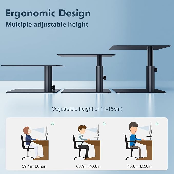 Nillkin Monitor Stand for Desk, Adjustable Height Computer Monitor Stand | Ergonomic Aluminum Computer Stand for Desktop | iMac, Studio Display XDR, Dell, HP, Lenovo, Other Screen Display | Black - Image 3