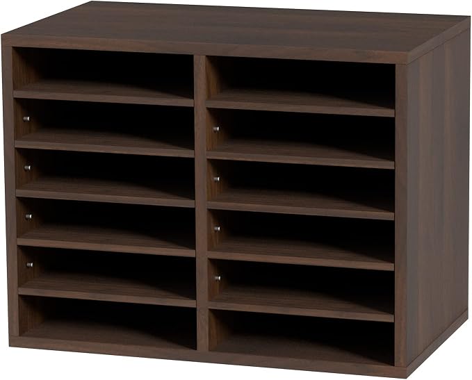 VEVOR Literature Organizers, 12 Compartments Office Mailbox with Adjustable Shelves, Wood Literature Sorter 20.4x12x16.1 inches for Office, Home, Classroom, Mailrooms Organization, EPA Certified Brown - Image 9
