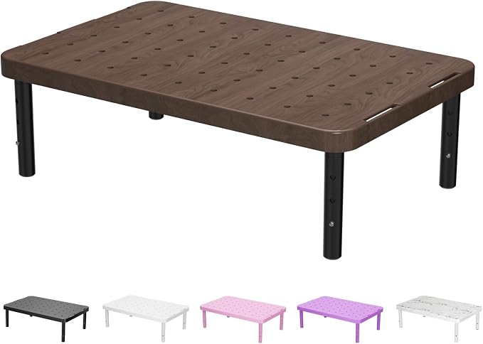 WALI Plastic Computer Monitor Stand, Adjustable Laptop Riser, up to 44 lbs | Desk Monitor Riser Underneath Storage, Fits Notebook, Laptops, Printers, for Home, Office, School(PTT001-C),1 Pack,Brown by WALI
