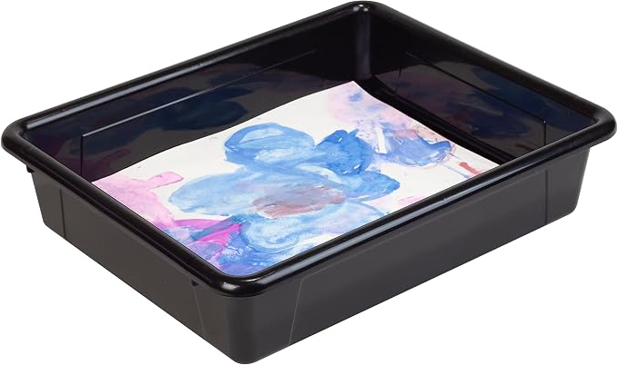 Storex Letter Size Flat Storage Tray – Organizer Bin with Non-Snap Lid for Classroom, Office and Home, Black, 5-Pack (62535U05C) - Image 6