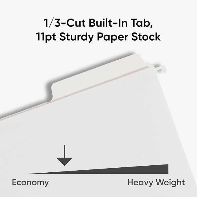 Smead FasTab Hanging File Folder, 1/3-Cut Built-in Tab, Letter Size, White, 20 per Box (64002) - Image 4