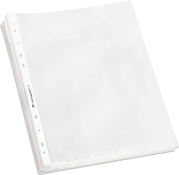 TYH Supplies 1000 Pack Clear Sheet Protectors for 3 Ring Binder | 8.5 x 11 Inch | Glossy Standard 11 Hole Plastic Page Protectors for Home, Office, and School | Top Loader Plastic Sleeves by TYHSupplies
