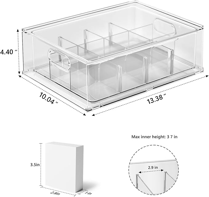 Trading Card Storage Box, Clear Large Storage Organizer Holds 3200 Cards | Pull-Out Drawer with Foam Inserts, 4-Row or 12-Grid Layout and Front Display Case for TCG, MTG and Sports Cards (1-Pack) - Image 8