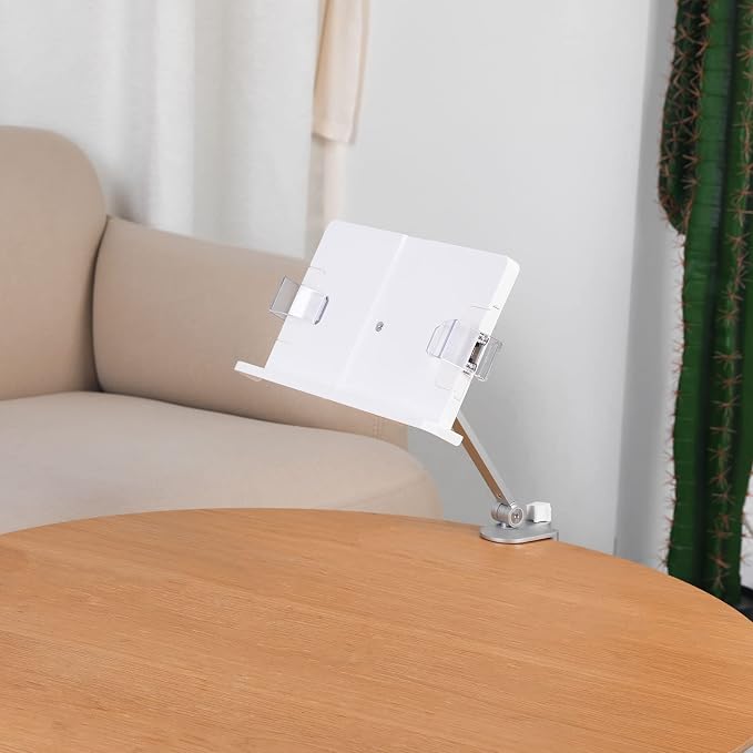 PATIKIL Book Stand for Reading, Metal Reading Rest Book Holder with Page Clips, Height Angle Adjustable, 360° Rotating Arm Suitable for Sheet Music, Laptop - Image 7