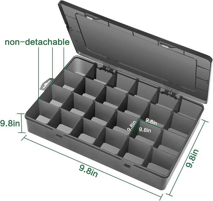 Gbivbe Large 24 Grids Plastic Organizer Box Adjustable Dividers,Clear Storage Box for Jewelry, Art DIY Crafts, Washi Tapes, Beads and Small Parts(Black,2Pack) - Image 5