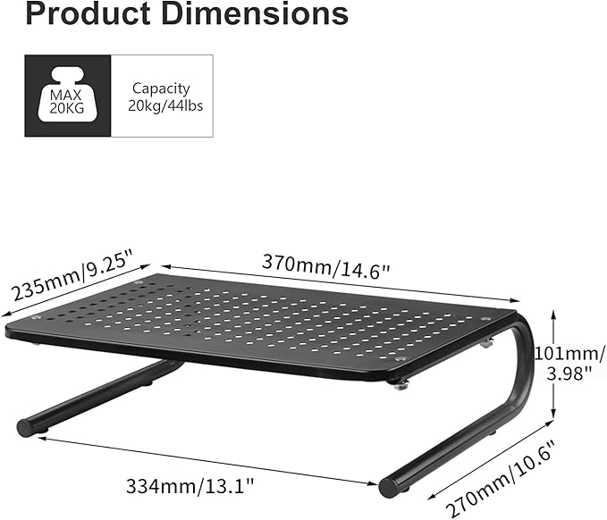 suptek Monitor Stand Riser for Computer,Laptop,Printer, Notebook and All Flat Screen Display with Vented Metal Platform and 4 Inches Height Underneath Storage (MST004) - Image 5