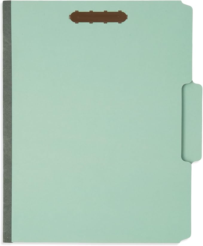 Blue Summit Supplies 25 Pressboard Fastener Folders, Letter 1", Gray Green | Heavy-duty 25pt pressboard, 1 in expansion, 1/3 top tab, embedded fasteners, for reports, files, and records - Image 5
