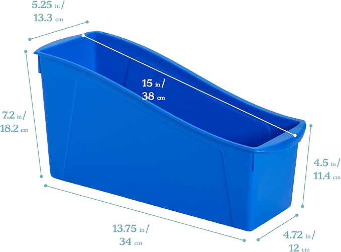 ECR4Kids Linking Plastic Storage Book Bin, Multipurpose Organization, Blue, 10-Piece - Image 2