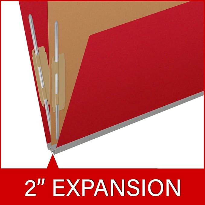 25 Pt. Pressboard Classification Folders, 2/5 Cut ROC Top Tab, Letter Size, 1 Divider, Deep Red (Box of 10) - Image 7