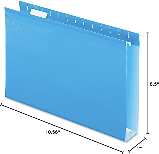 Pendaflex 04153X2 BLU Extra Capacity Reinforced Hanging Folders, 2", Legal Size, Blue, 1/5 Cut, 25/BX (4153x2 BLU) - Image 8