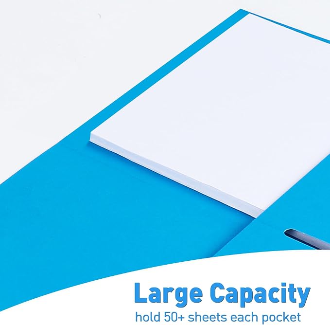 Two Pocket Folders, RAZCC 125 Pack File Folders with Pockets Fit Letter Size Paper, Thick Paper File Folder for School Office Business Home, Assorted 5 Colors - Image 5