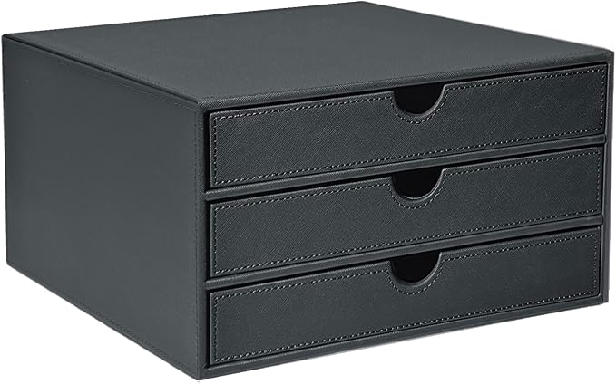 UnionBasic Document Organizer, 3-Drawer File Cabinet Document Storage Box, Office Desktop Filing Organizer, Elegent Grey by UnionBasic