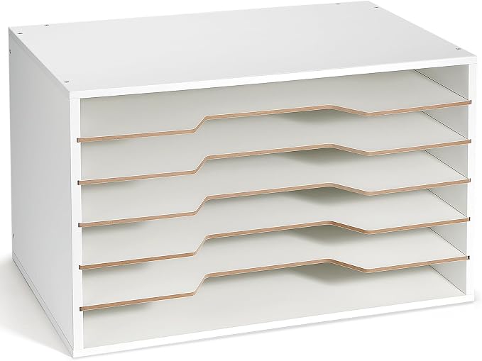 12x18 Construction Paper Organizer, 6-Tier Literature Organizer | Larger Size Wooden Desktop File Organizer for Home and Classroom, Stackable and Adjustable Paper Sorter for Office by Yumkfoi