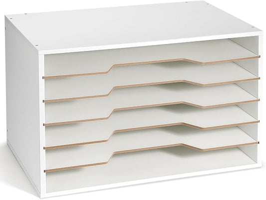 12x18 Construction Paper Organizer, 6-Tier Literature Organizer | Larger Size Wooden Desktop File Organizer for Home and Classroom, Stackable and Adjustable Paper Sorter for Office by Yumkfoi