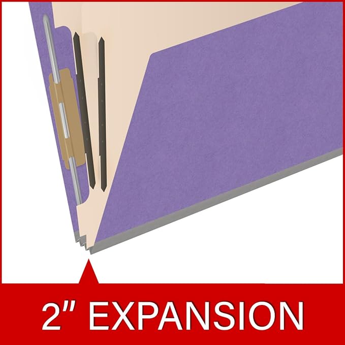 Heavy Duty End Tab Color Folders, 2/5 Cut ROC Top Tab, Letter Size, 2 Divider, Purple (Box of 10) - Image 7