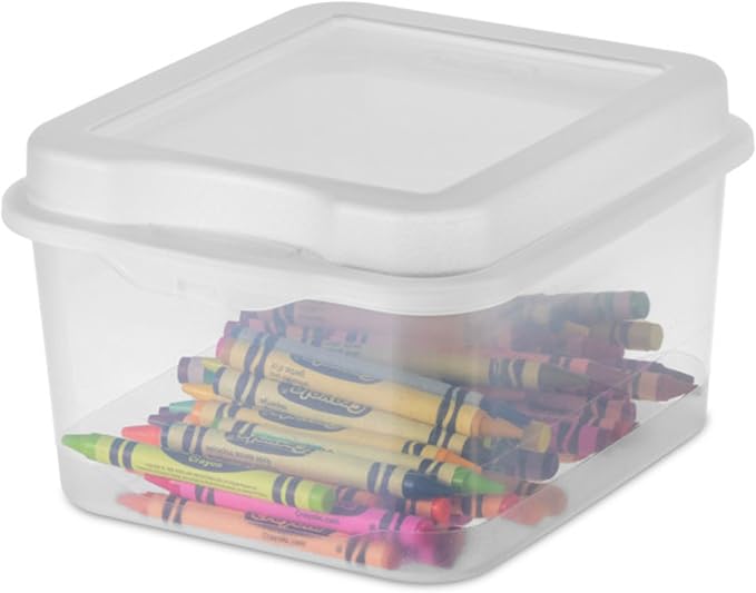 Sterilite 18038612 Small Flip Top Storage Box (24) | Bin with Hinged Lid, Stackable Multipurpose Organizer for Art & Craft Supplies, Accessories, Photos & CDs, Home or Office Use - Image 9