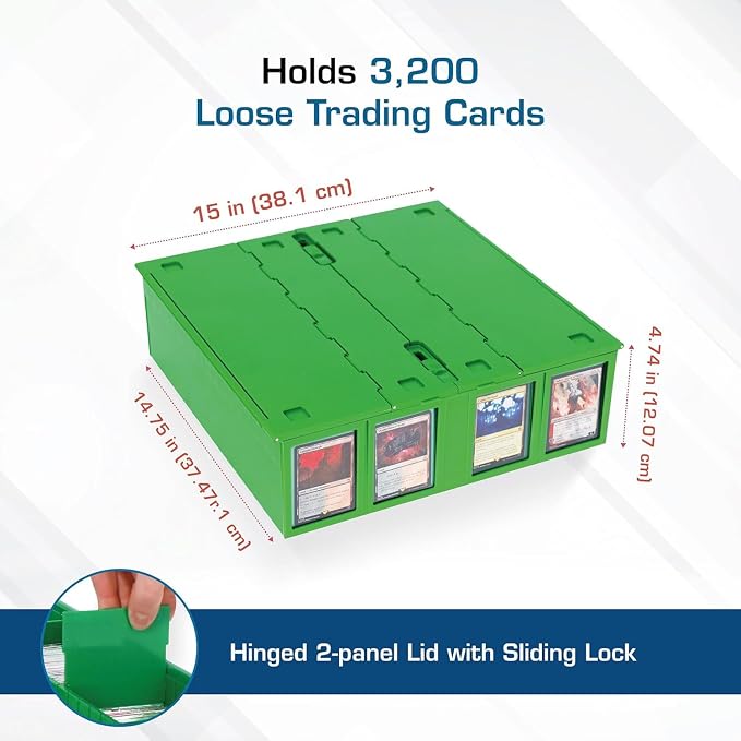 BCW Collectible Card Bin (2-Pack, Green) | Holds 3200 Cards Each | Includes 4 Dividers Per Bin | Storage for Pokémon, MTG & Sports Cards - Image 3