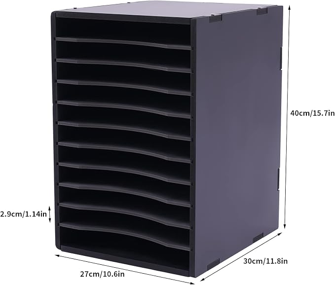 Paper File Organizer for Desk Classroom, Desktop Paper File Sorter 11 Compartment File Storage Organizer for Home Office School (Black) - Image 5