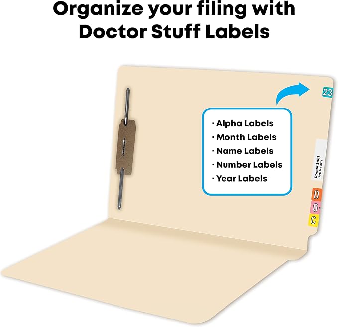 Medical File Folders with Fastener, Doctor Stuff, Letter Size, Reinforced End Tab Folders with 2” Bonded Fastener on Inside Back, 14 pt Manila Stock, Box of 50 - Image 4