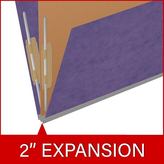 25 Pt. Pressboard Classification Folders, 2/5 Cut ROC Top Tab, Letter Size, 1 Pocket Divider, Purple (Box of 10) - Image 7