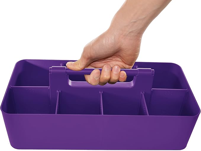 -Large Portable Caddy, DIY Dividers, 8 Compartments, School Office Supplies Home Business Organizer,Portable Basket with Handle Made in USA (4 PACK, Royal Purple) - Image 4