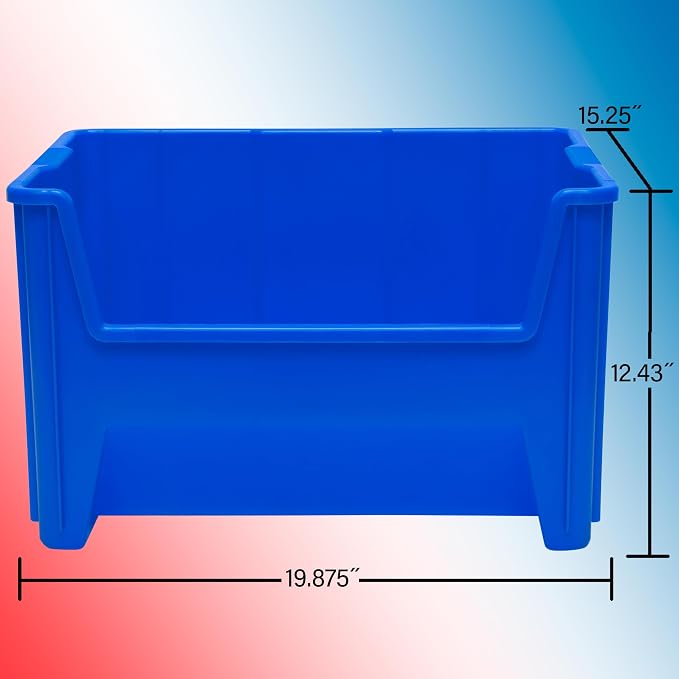 Akro-Mils 13017 Stak-N-Store Heavy Duty Stackable Open Front Plastic Storage Container Bin, (15" x 20" x 12-1/2"), Red, (3-Pack) - Image 3
