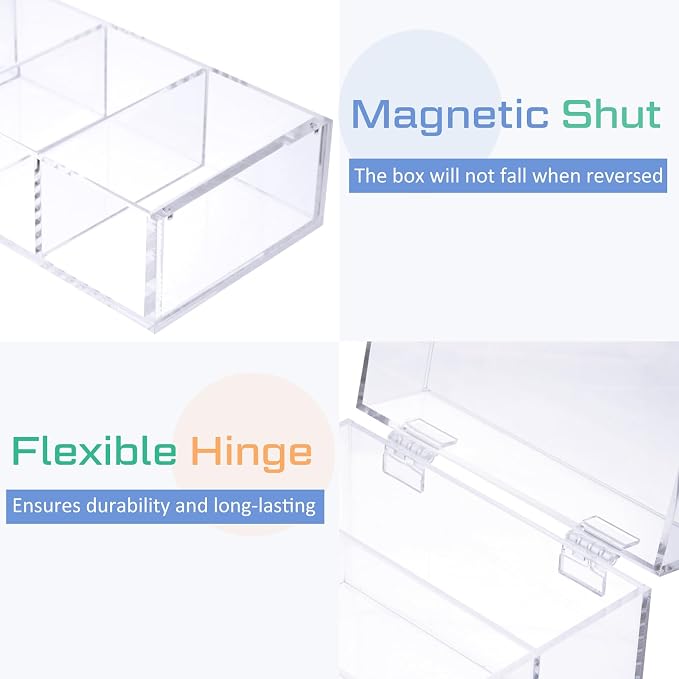 Mooliwe Index Card Holder Clear Acrylic Card Organizer 50 Pcs Divider Sheets for Desk File Note Holders, 4 Compartments Holds 600 Cards(2.2 x 3.5 Inch) - Image 3