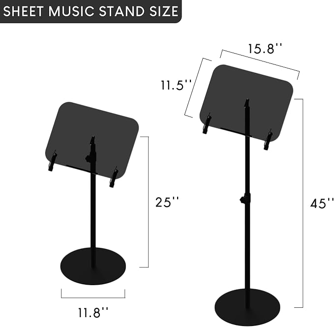 Black Acrylic Podium with Adjustable Height Small Acrylic Podium Stand Black Music Stands Book Stand for Reading Floor Holder Stand with Page Paper Clip for Cookbooks Music - Image 2