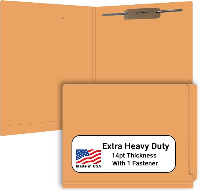Goldenrod File Folders, Doctor Stuff, Letter Size Reinforced End Tab Folder with 2" Bonded Fastener on Inside Back, 14 pt Stock, Box of 50 by DoctorStuff