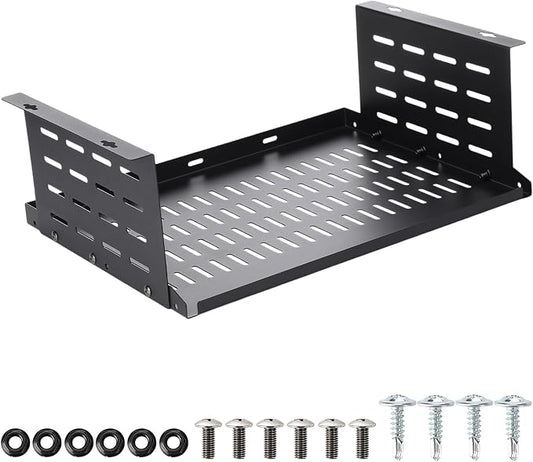 Under Desk Computer Mount for Small Form Factor Sff Computers and Pcs, Using Space 16.7" x H 6" x D 12" Mount Shelf Organizer for Office Home Workstation Gaming Stand up Desk by Otoolling