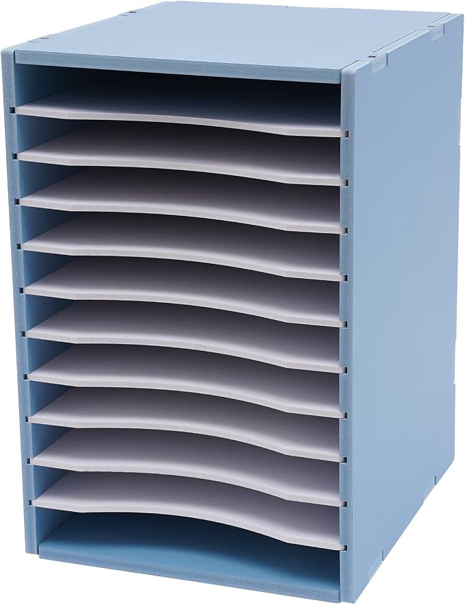 Vertical Desktop Sorter, 11 Slots Blue Mail Organizer File Organizer | PVC Paper Sorter Organizer with 11 Adjustable Compartments, Construction Paper Storage Mailbox for Home Office by DreamRcoach