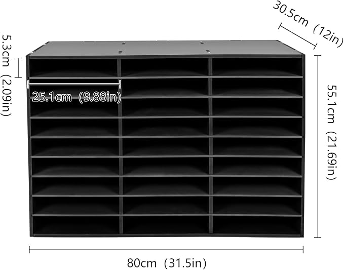 27 Slots Desktop File Sorter Literature Organizer Mail Paper Storage Cabinet Large PVC Classification Display Cabinet for Files Documents Letters, Office School Home Use (Black) - Image 6