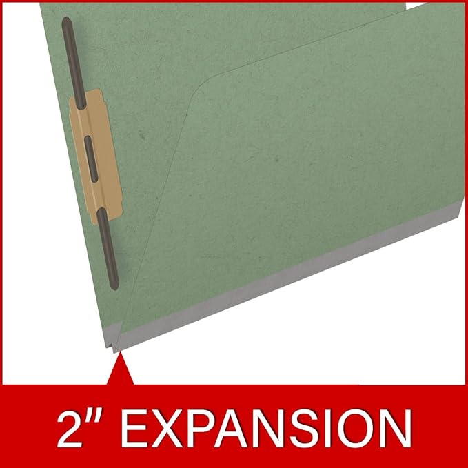 Top Tab Pressboard Folders, Letter Size, 2" exp, Fasteners Pos #1 & #3, Green (Box of 25) - Image 7
