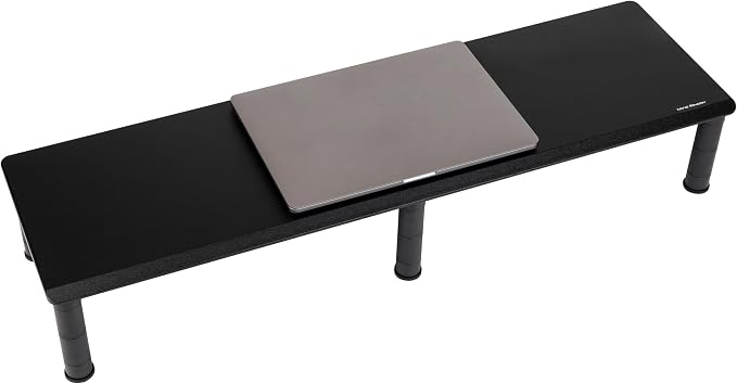 Mind Reader Dual Monitor Stand, Height Adjustable, Desktop Organizer, Laptop Riser, Office, 38.5"L x 11"W x 2.55-6.5"H, Black - Image 5