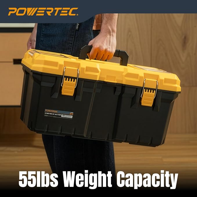 POWERTEC PRO 22-Inch Tool Box with Trays - Lockable, Metal Latch, Organizer, Portable Storage for Tools, Small or Mid-Sized Parts (72363V) - Image 5
