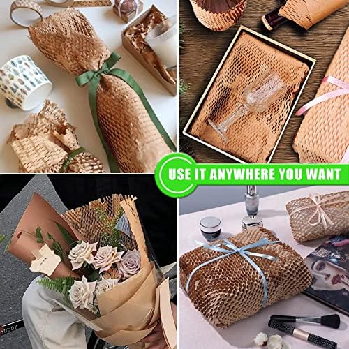 Honeycomb Packing Paper, MINHAO 15"x165' Eco Friendly Packing Paper for Moving Recyclable Honeycomb Paper Moving Supplies Bubble Paper Wrapping Protective Roll, With 36 Fragile Sticker Labels - Image 3