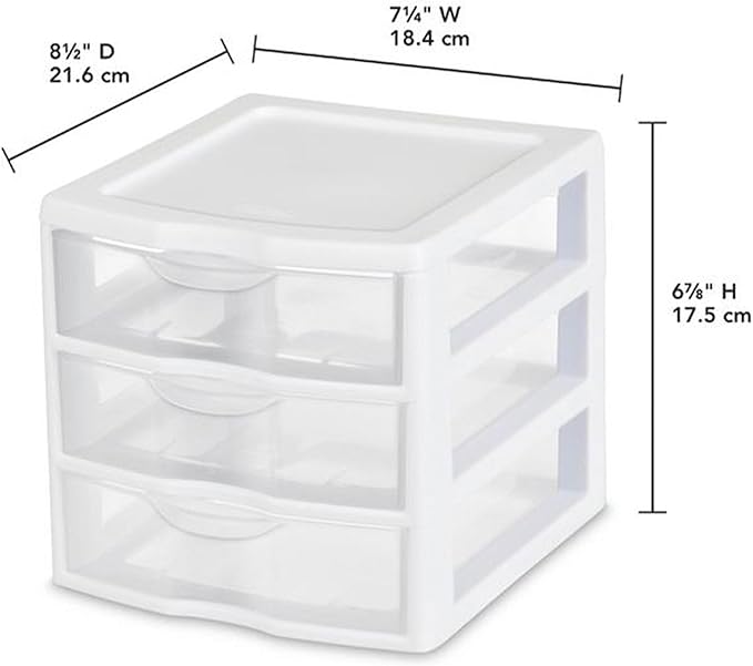 Sterilite Clearview 3-Drawer Cart Small Plastic Storage Organizer, 18-Pack | White - Organizing Drawers, Containers for Bathroom, Closet, Kitchen, and Bedroom - Image 3