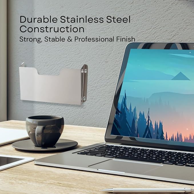 DR POCKET RACK Wall Mount Pocket Wall File Organizer, Single Pocket Letter Size, Stainless Steel, 14 x 2.5 x 7.5 inches - Image 5