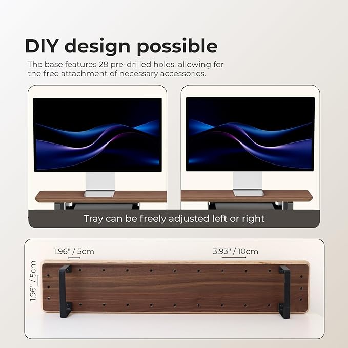 muso wood Dual Monitor Stand with Storage Shelf, 45 Inch Wooden Monitor Riser for 2 Monitors, Walnut Desk Shelf for Computer, Laptop, Screen, TV, Printer - Image 4