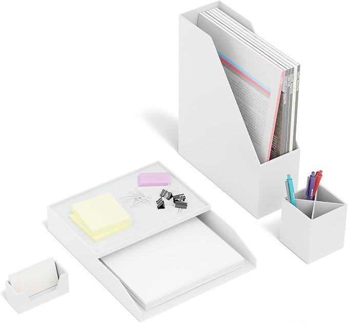 TRU RED Plastic Magazine File, White – Vertical Desktop Organizer for Magazines, Folders & Office Documents - Image 3