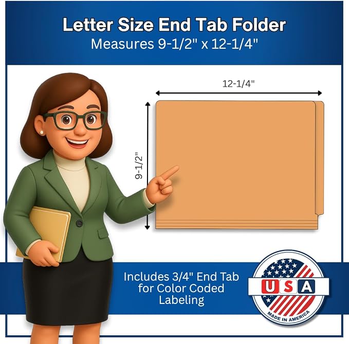 Goldenrod File Folders, Doctor Stuff, Letter Size Reinforced End Tab Folder with 2" Bonded Fastener on Inside Back, 14 pt Stock, Box of 50 - Image 2