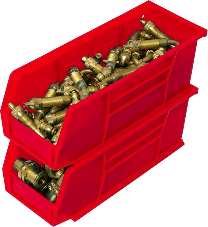 Akro-Mils 30224 AkroBins Plastic Storage Bins, 11"x 4"x 4", Red, 12-Pack | Space-Saving Stackable Bins for Garage, Pantry, Craft Organization - Image 9