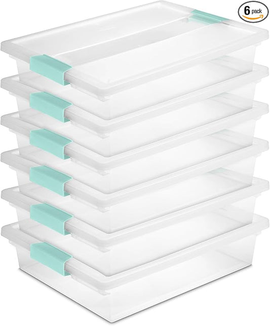 Sterilite Large Clip Box, Clear Storage Bin with Latching Lid, 6 Pack | Storage Containers with Latching Lids for Writing, Arts or Crafts Supplies - Home, Office, Classroom & Workshop Organization by Sterilite