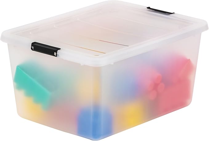 IRIS USA 6-Pack 32 Quart Clip Box with Latching Lid | Latching lid secures office and household supplies. Stackable, nestable design maximizes storage space - Image 7
