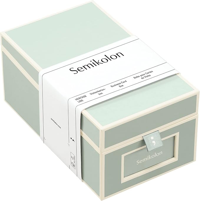 Semikolon - Business Card Box with Alphabetical Tabs, Moss by Semikolon