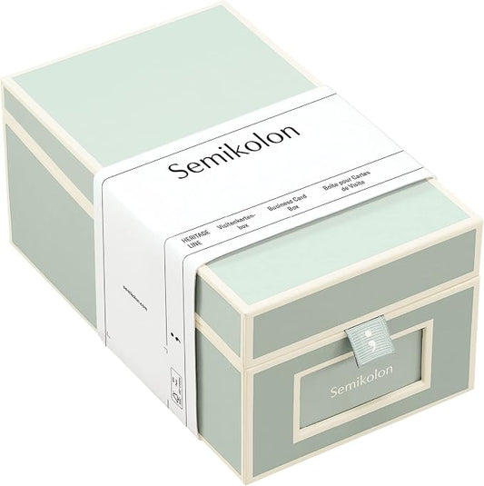 Semikolon - Business Card Box with Alphabetical Tabs, Moss by Semikolon