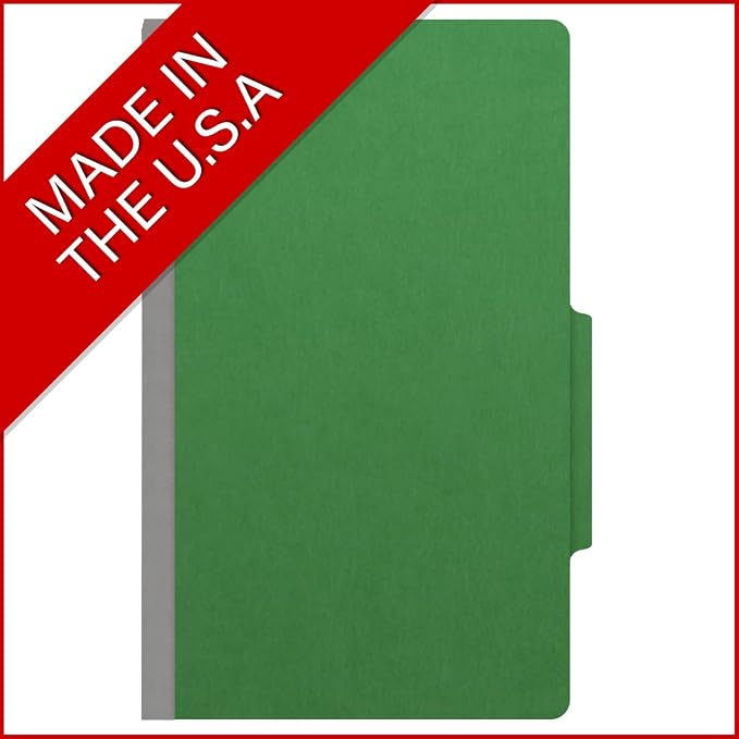 25 Pt. Pressboard Classification Folders, 2/5 Cut ROC Top Tab, Legal Size, 2 Dividers, Moss Green (Box of 10) - Image 5